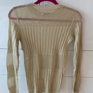 J Brand slightly sheer gold metallic sweater